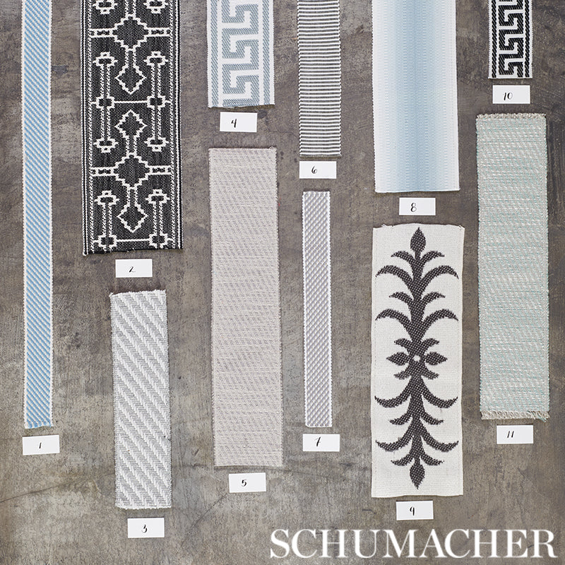 Schumacher Etienne Silk Greek Key Wide Cloud Trim Sample 74701