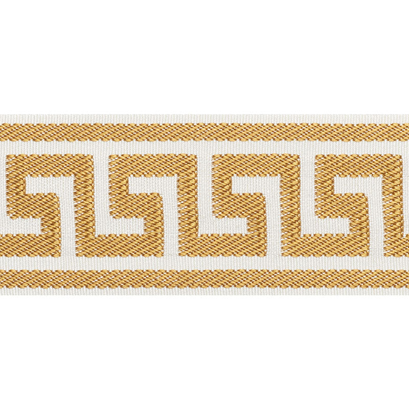 Schumacher Etienne Silk Greek Key Wide Gold Trim 74703