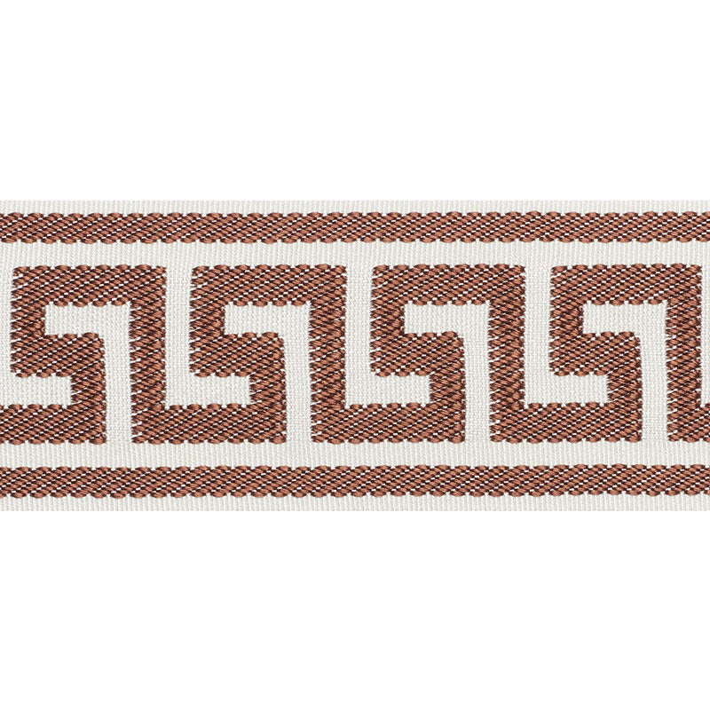 Schumacher Etienne Silk Greek Key Wide Brown Trim 74704