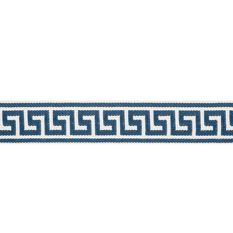 Schumacher Etienne Silk Greek Key Wide Navy Trim Sample 74706