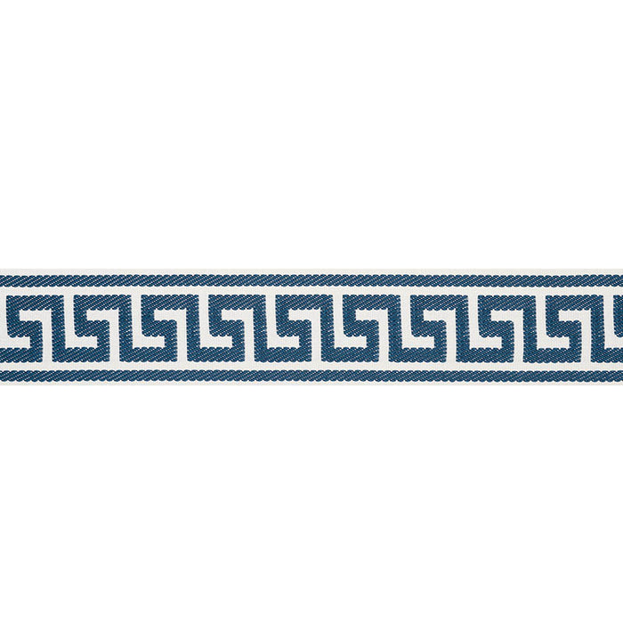 Schumacher Etienne Silk Greek Key Wide Navy Trim Sample 74706