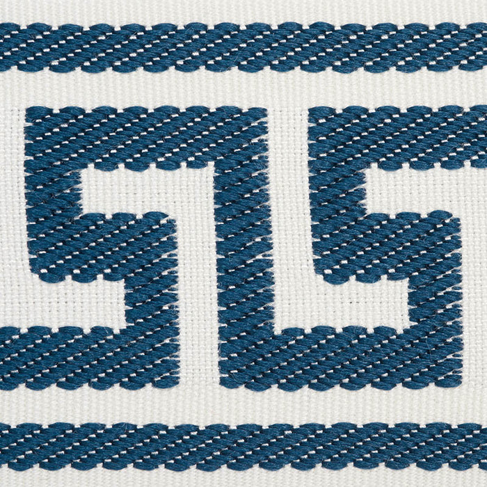 Schumacher Etienne Silk Greek Key Wide Navy Trim Sample 74706