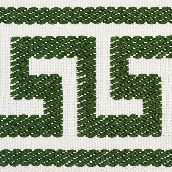 Schumacher Etienne Silk Greek Key Wide Emerald Trim Sample 74707