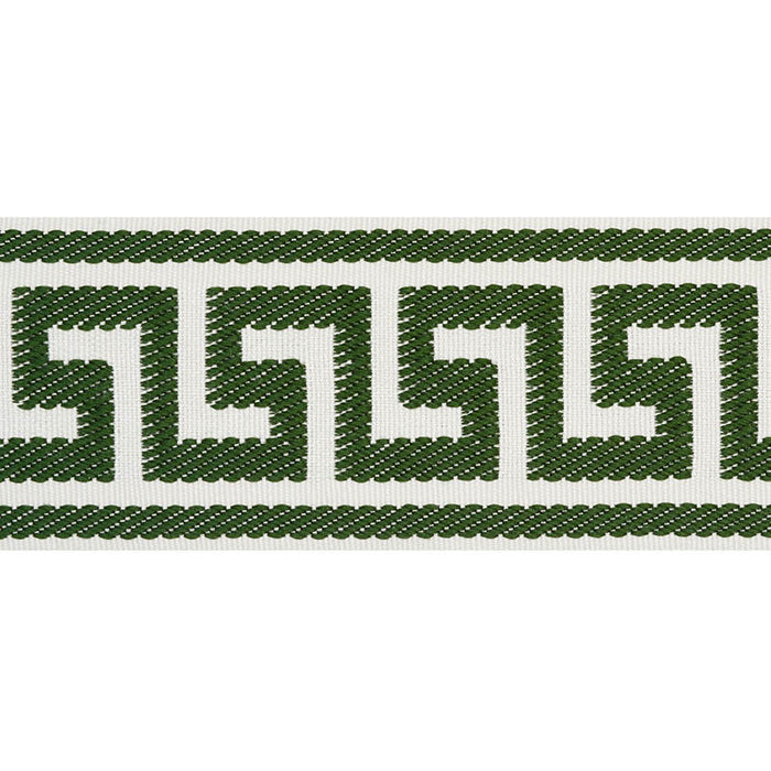 Schumacher Etienne Silk Greek Key Wide Emerald Trim 74707