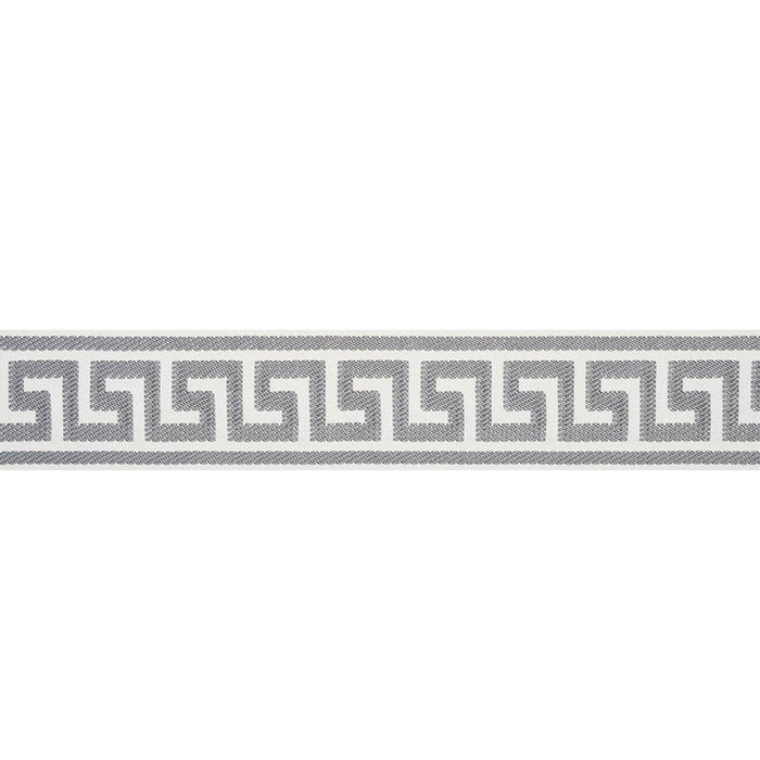 Schumacher Etienne Silk Greek Key Wide Grey Trim Sample 74708