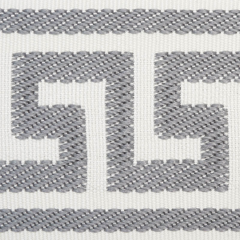 Schumacher Etienne Silk Greek Key Wide Grey Trim Sample 74708