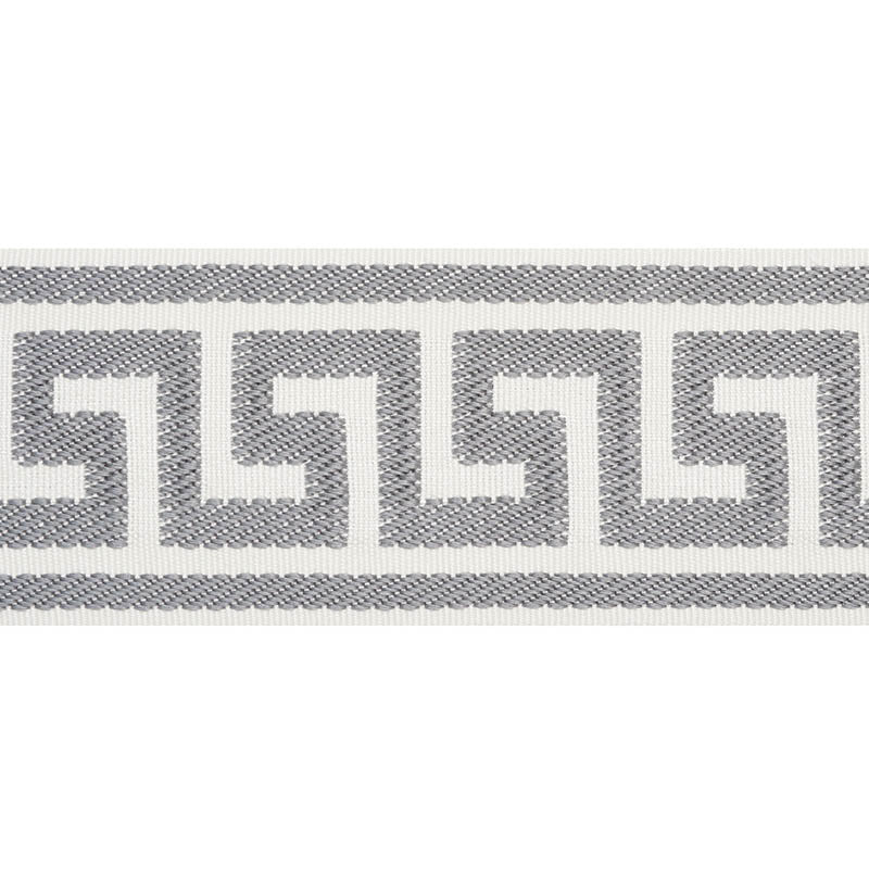 Schumacher Etienne Silk Greek Key Wide Grey Trim 74708