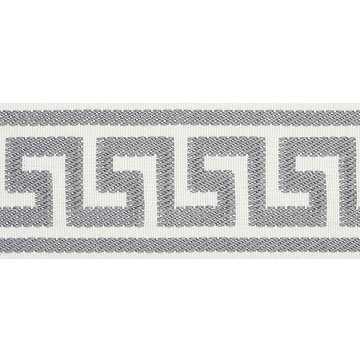 Schumacher Etienne Silk Greek Key Wide Grey Trim Sample 74708