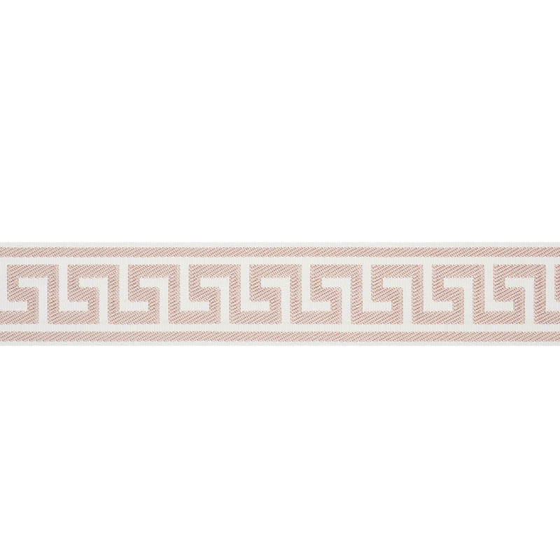 Schumacher Etienne Silk Greek Key Wide Blush Trim Sample 74709