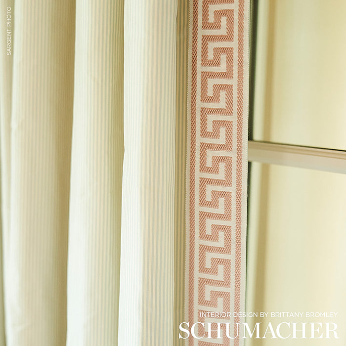 Schumacher Etienne Silk Greek Key Wide Blush Trim Sample 74709