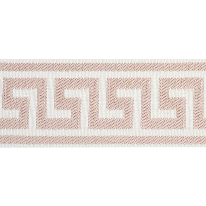 Schumacher Etienne Silk Greek Key Wide Blush Trim Sample 74709