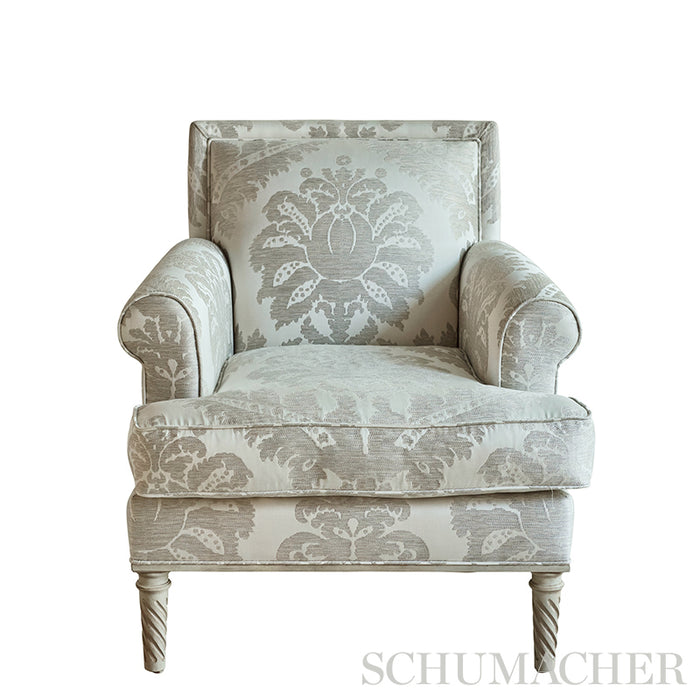 Schumacher Crawford Damask Platinum Fabric 75150