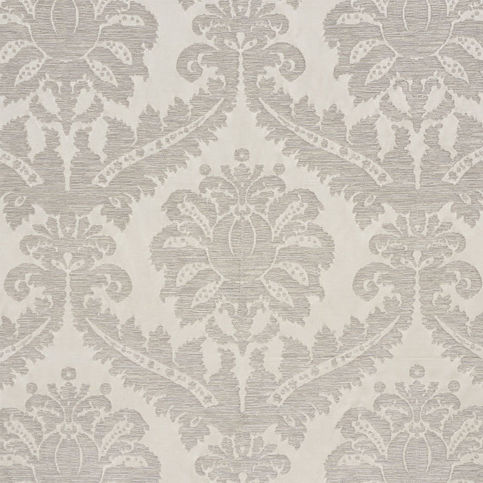 Schumacher Crawford Damask Platinum Fabric Sample 75150