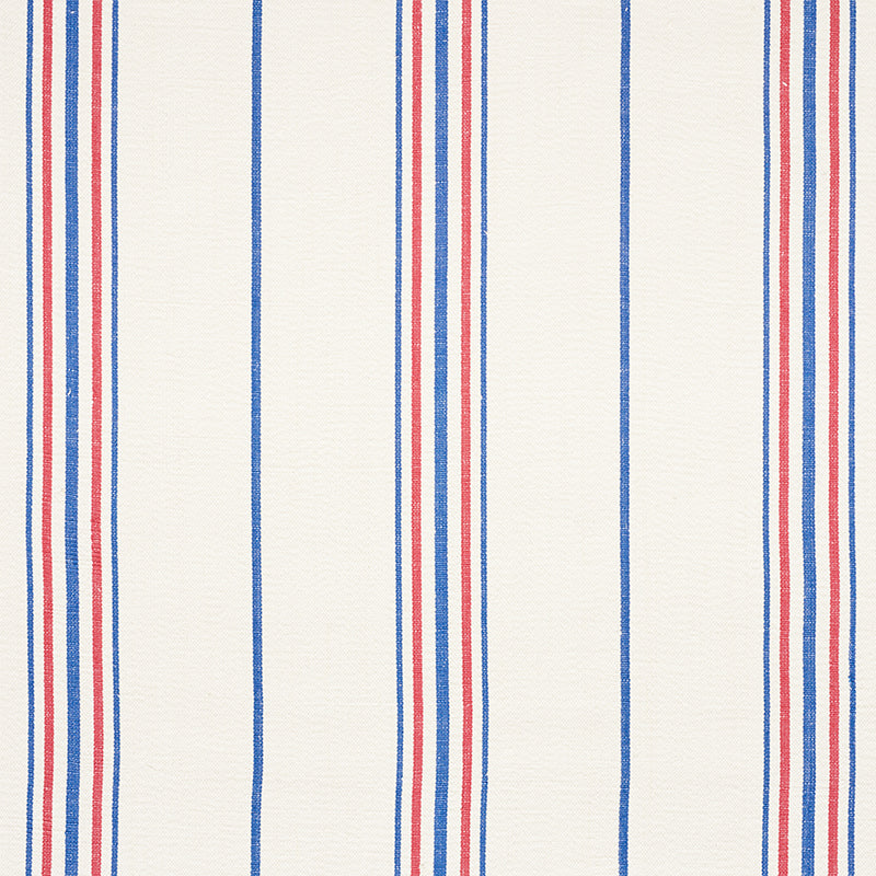 Schumacher Scarset Stripe Blue  & Red Fabric 75261