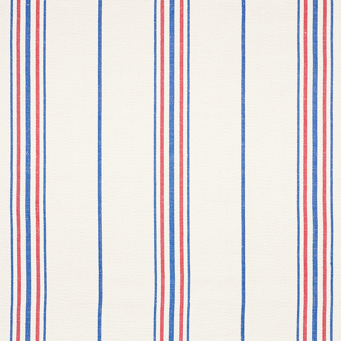 Schumacher Scarset Stripe Blue  & Red Fabric Sample 75261