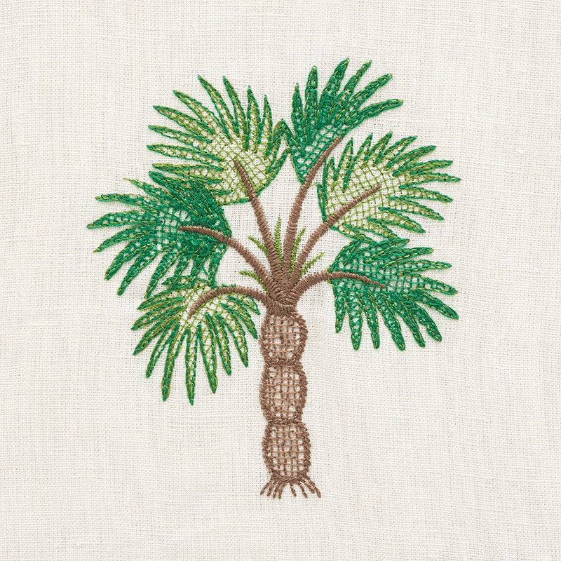 Schumacher Palmetto Beach Embroidery Green Fabric 75300