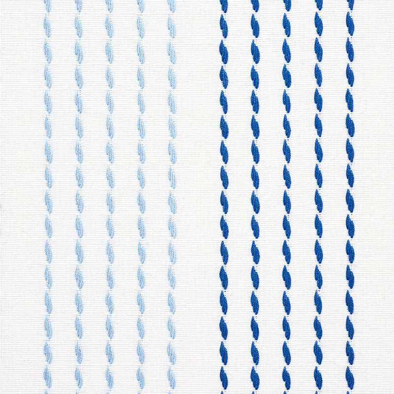 Schumacher Running Stitch Blues Fabric Sample 75320