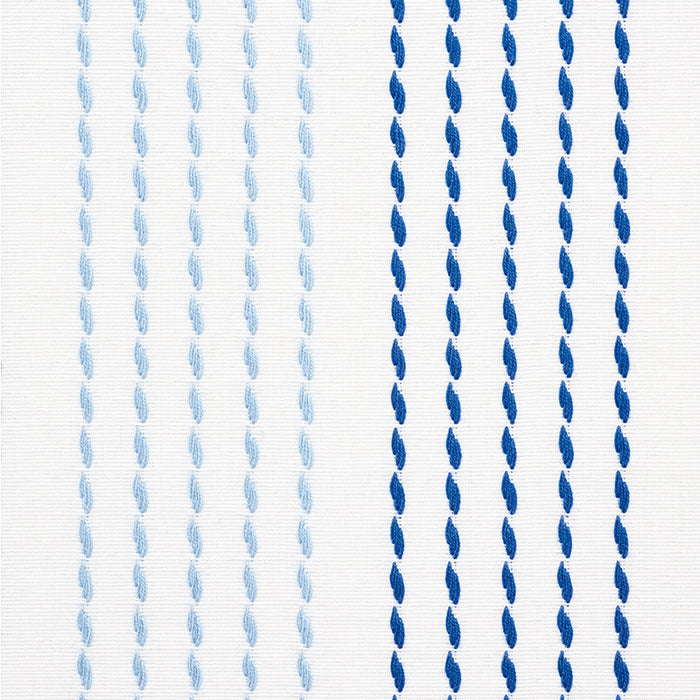 Schumacher Running Stitch Blues Fabric Sample 75320