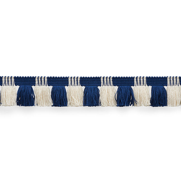 Schumacher Juno Fringe Cobalt & Ivory Trim Sample 75360