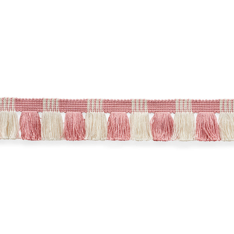 Schumacher Juno Fringe Pink & Ivory Trim 75362