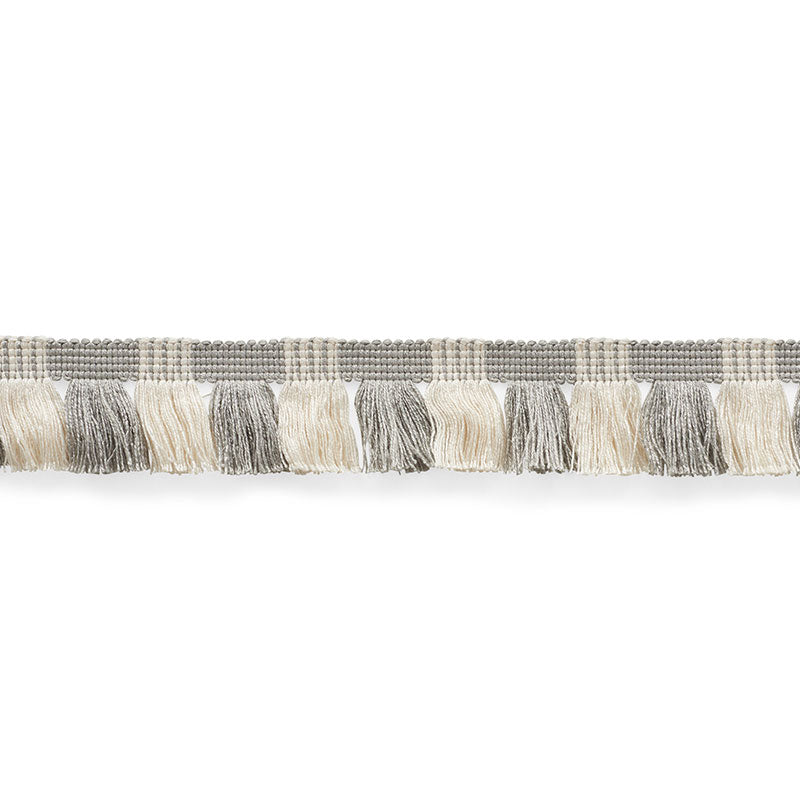 Schumacher Juno Fringe Grey & Ivory Trim 75364