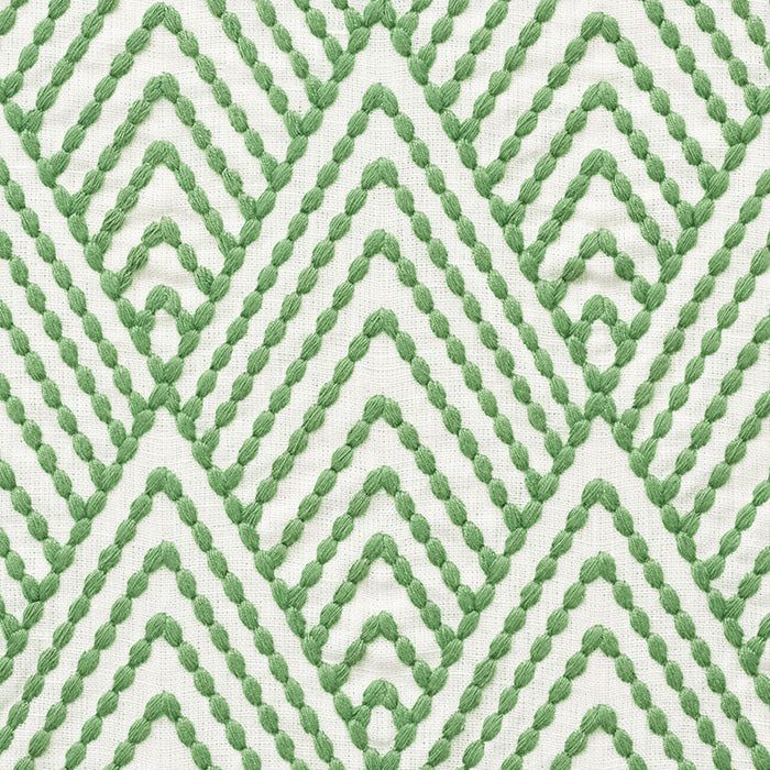 Schumacher Avila Embroidery Green Fabric Sample 75370