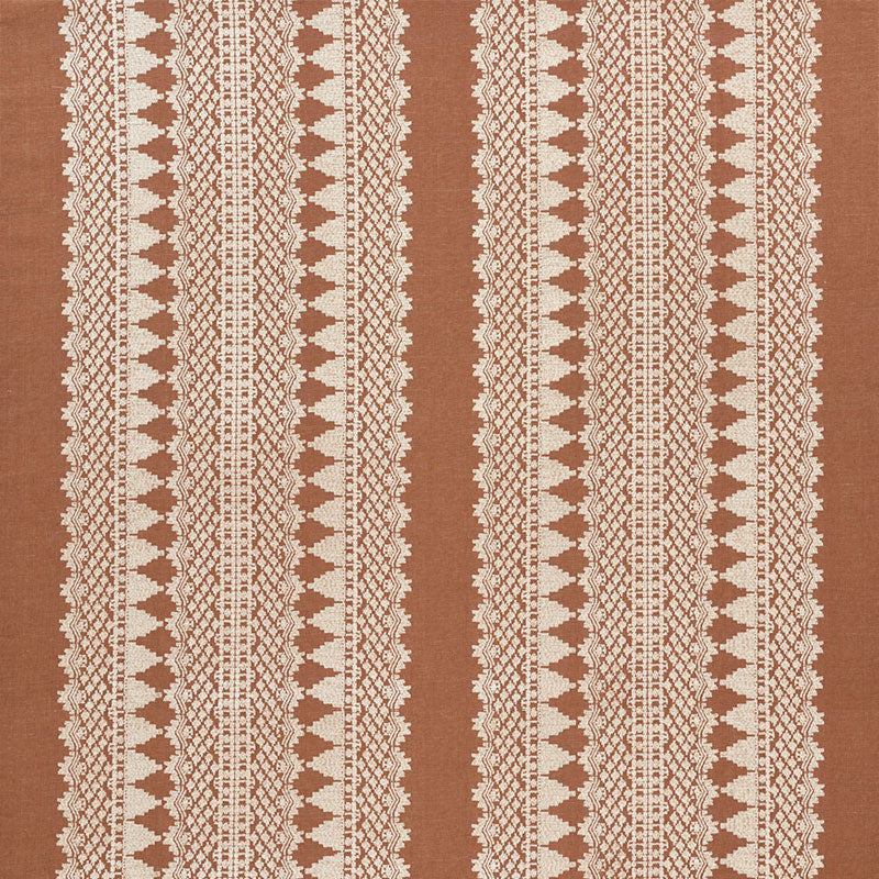 Schumacher Wentworth Embroidery Rust Fabric 75470