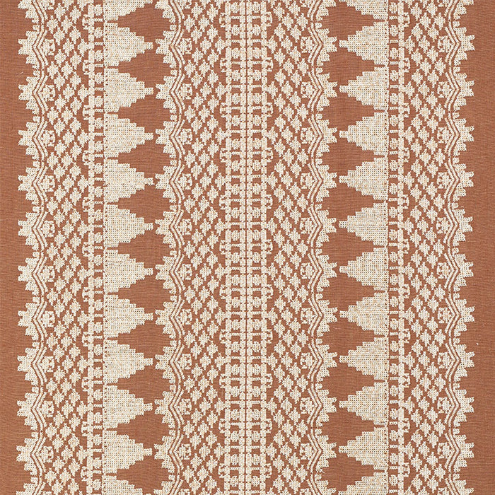 Schumacher Wentworth Embroidery Rust Fabric 75470