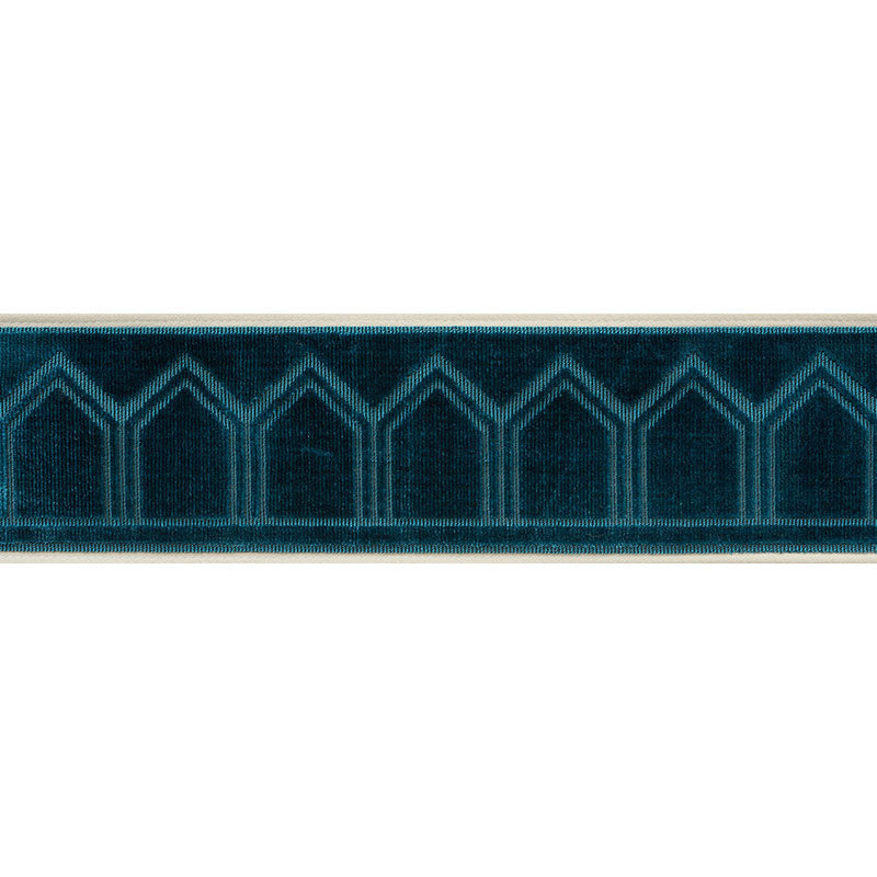 Schumacher Vizier Velvet Tape Peacock Trim 75730