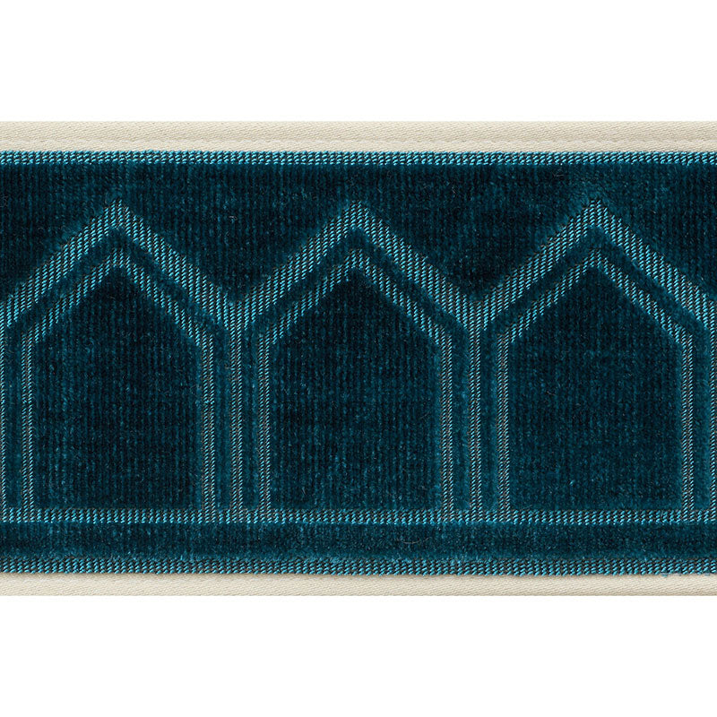 Schumacher Vizier Velvet Tape Peacock Trim 75730