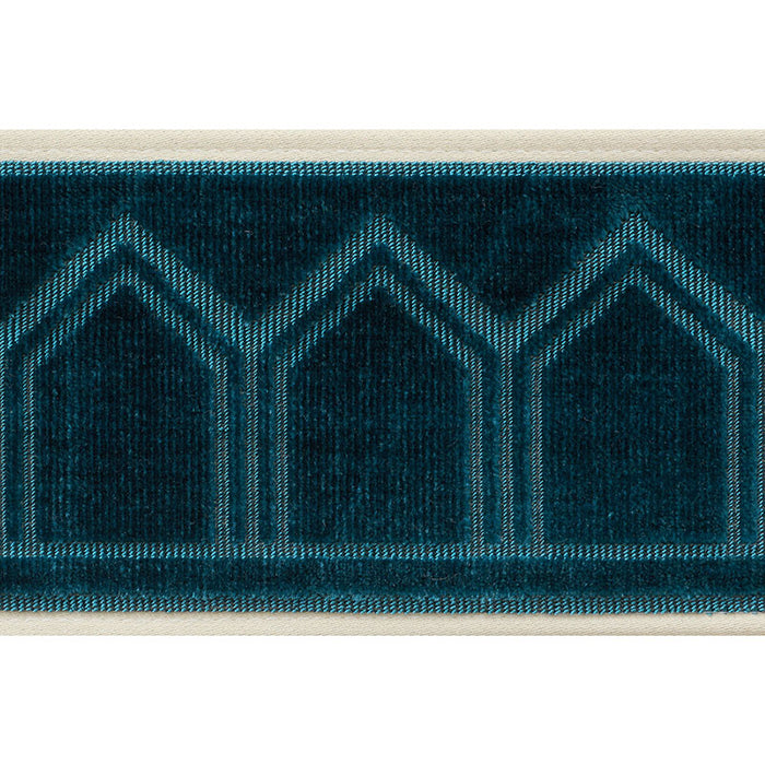 Schumacher Vizier Velvet Tape Peacock Trim Sample 75730