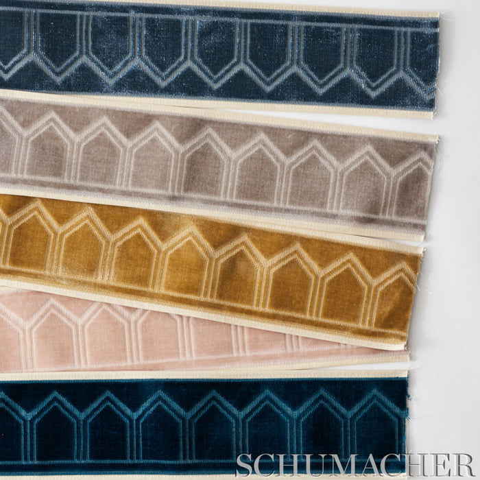 Schumacher Vizier Velvet Tape Patina Trim Sample 75731