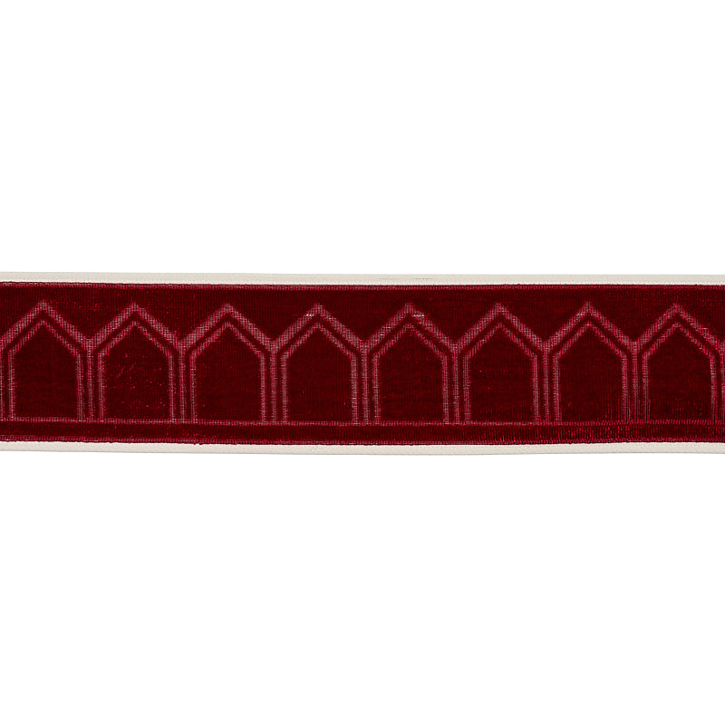 Schumacher Vizier Velvet Tape Ruby Trim 75735