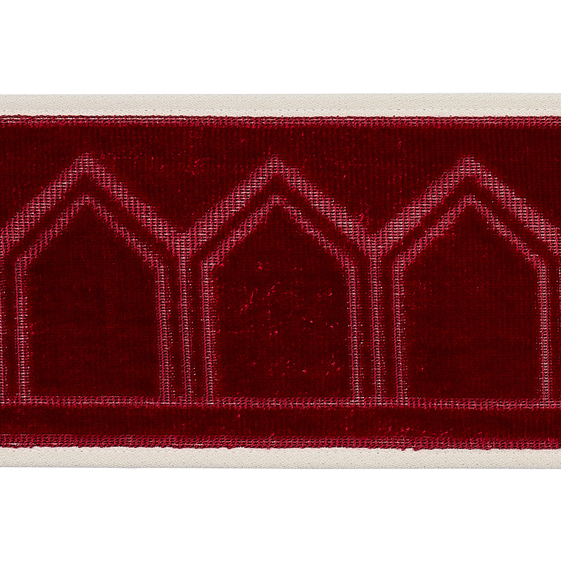 Schumacher Vizier Velvet Tape Ruby Trim 75735