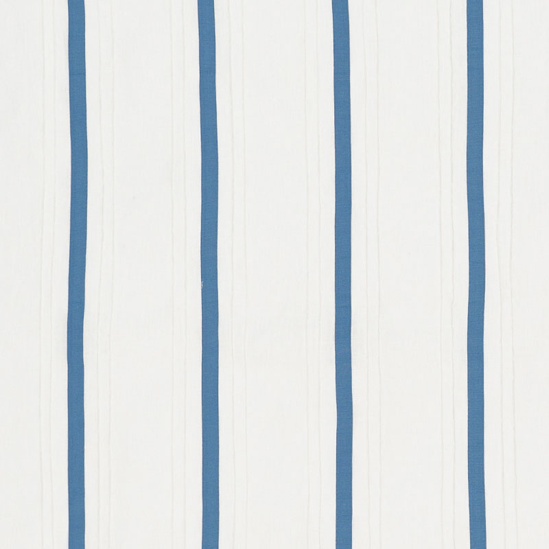 Schumacher Stripe Applique Sheer Blue Fabric 75760