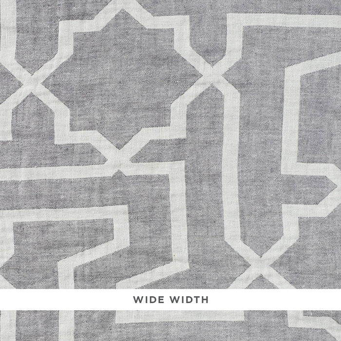 Schumacher Arabesque Maze Sheer Grey Fabric 75870