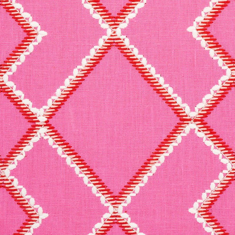 Schumacher Branson Embroidery Pink Fabric 75890