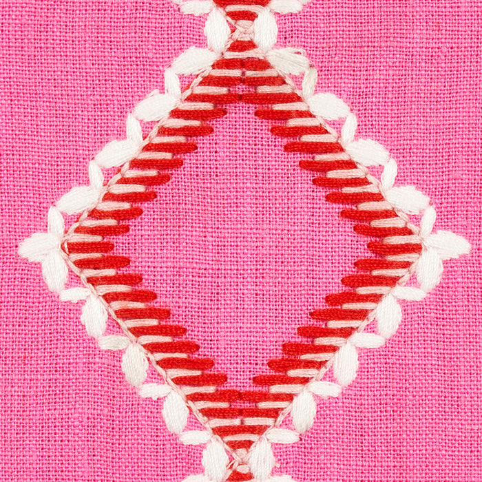 Schumacher Branson Embroidery Pink Fabric Sample 75890