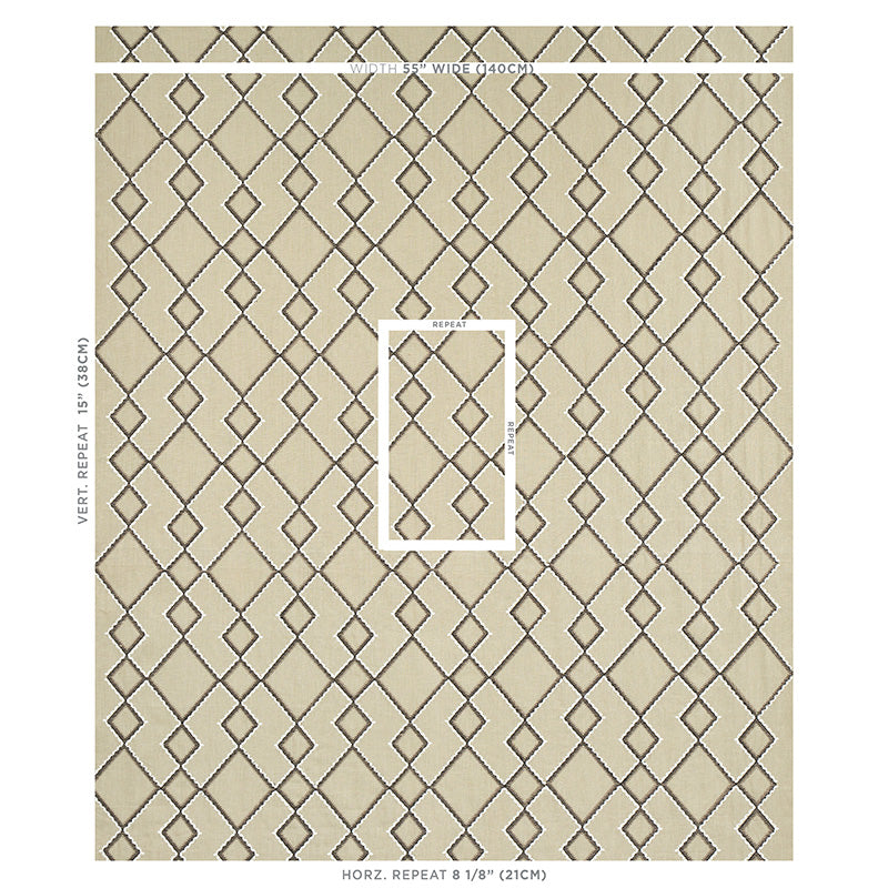 Schumacher Branson Embroidery Taupe Fabric 75892