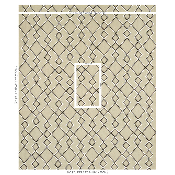 Schumacher Branson Embroidery Taupe Fabric Sample 75892