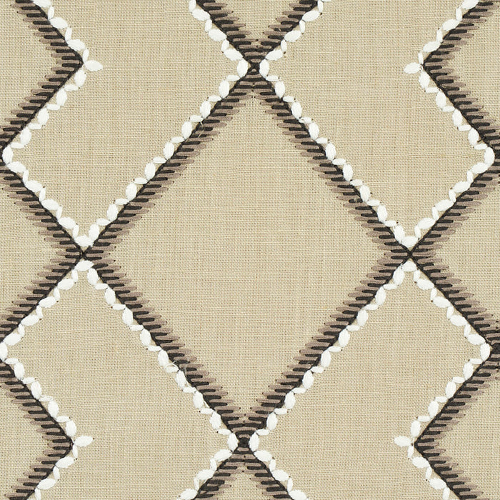 Schumacher Branson Embroidery Taupe Fabric Sample 75892