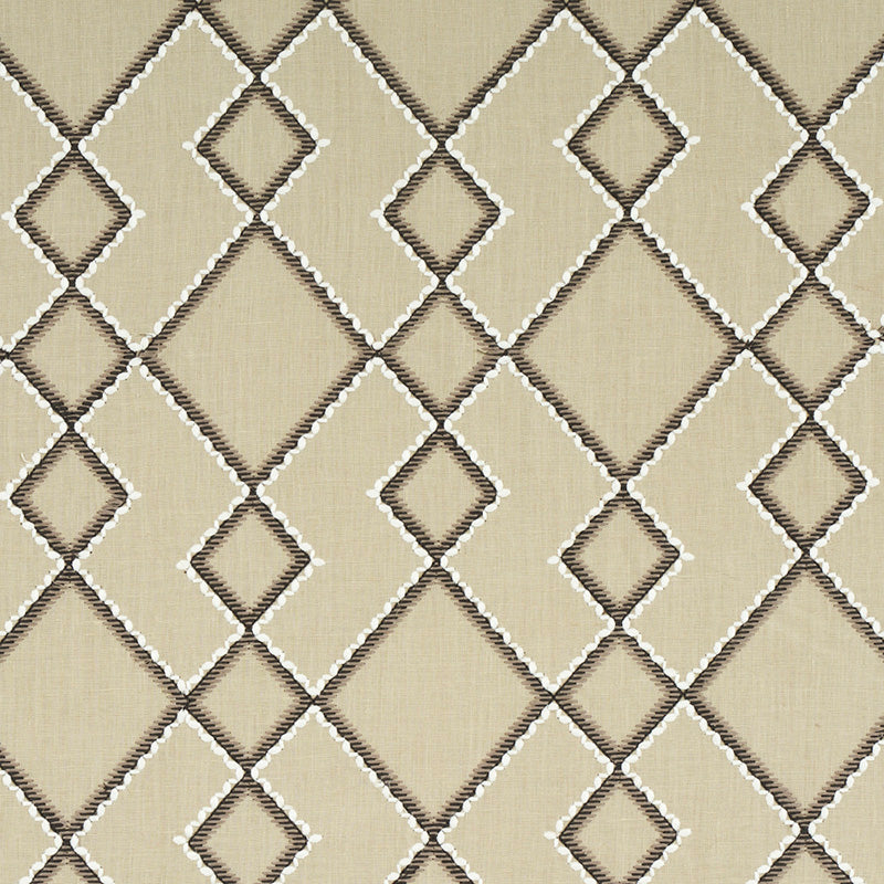 Schumacher Branson Embroidery Taupe Fabric 75892