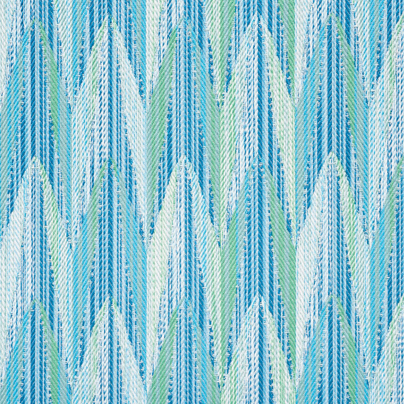 Schumacher Verdant Indoor/Outdoor Aqua & Leaf Fabric 75910