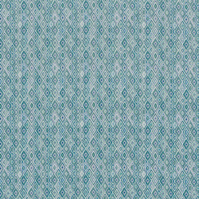 Schumacher Diamond Strie Indoor/Outdoor Peacock Fabric 75920