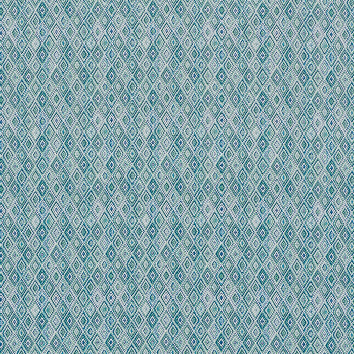 Schumacher Diamond Strie Indoor/Outdoor Peacock Fabric Sample 75920