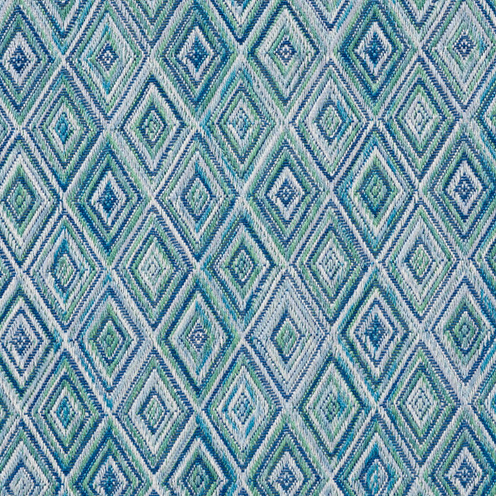 Schumacher Diamond Strie Indoor/Outdoor Peacock Fabric Sample 75920