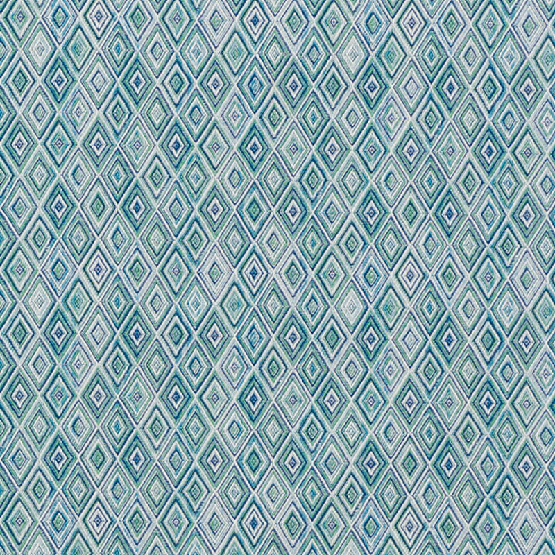 Schumacher Diamond Strie Indoor/Outdoor Peacock Fabric 75920