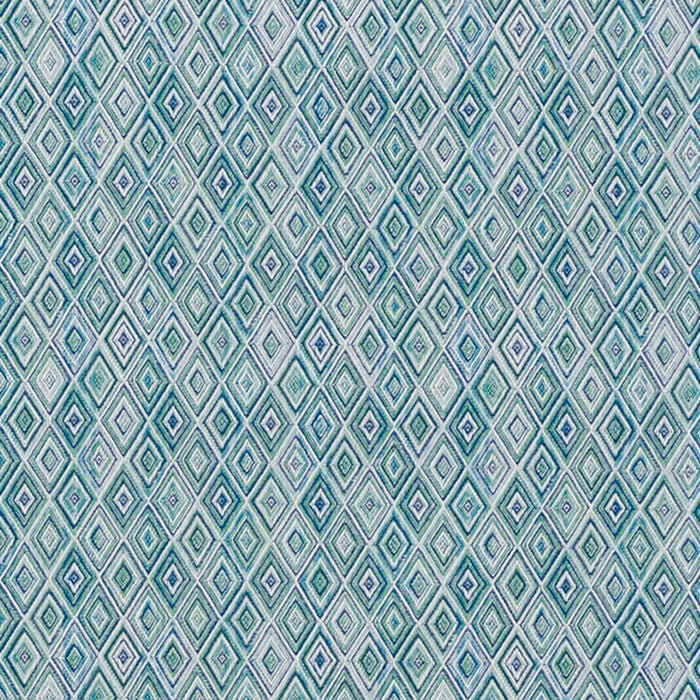 Schumacher Diamond Strie Indoor/Outdoor Peacock Fabric Sample 75920