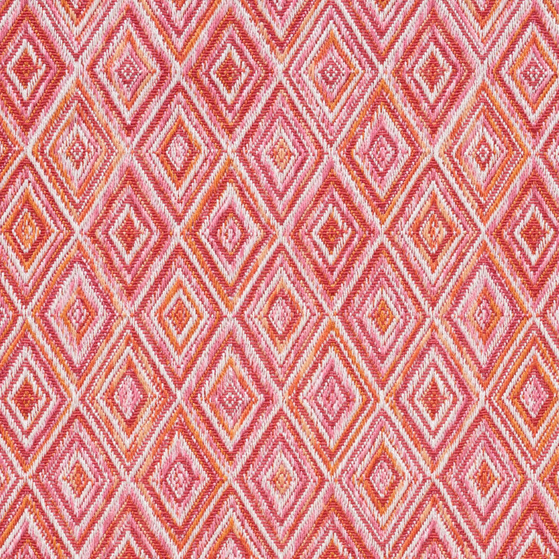 Schumacher Diamond Strie Indoor/Outdoor Pink & Orange Fabric 75922