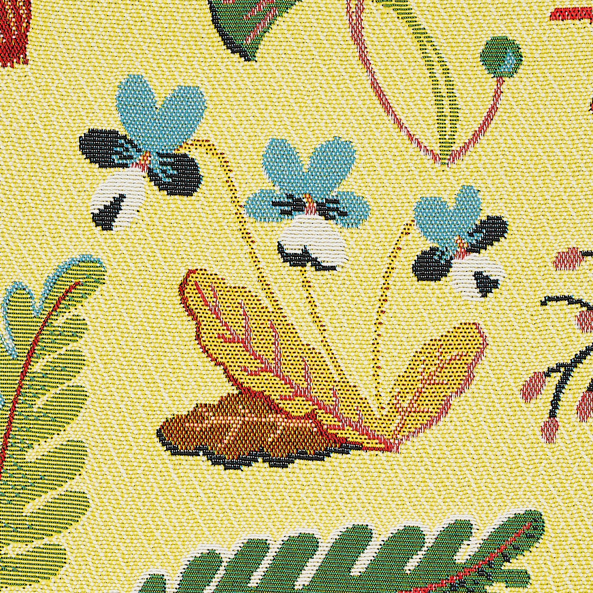 Schumacher Botanica Indoor/Outdoor Yellow Fabric Sample 75943